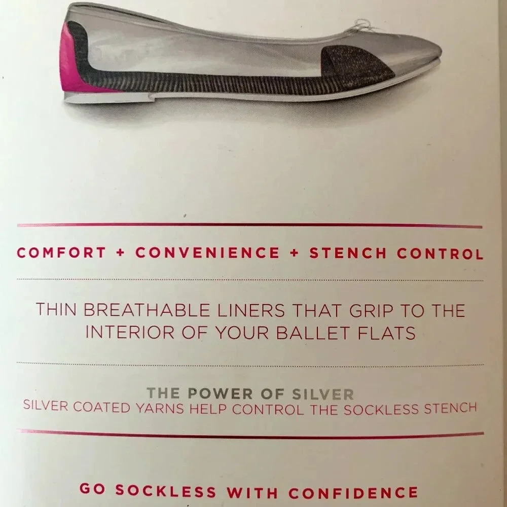 NWT Gekks Black Ballet Flats Shoe Insoles Large 9-11.5 Antimicrobial Breathable